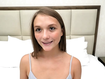 Very petite 18 year old newbie eats ass POV style