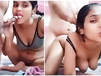 Desi cutie Riya Bhabh1 takes a rock hard pummeling after blowing her neighbor's panty snake