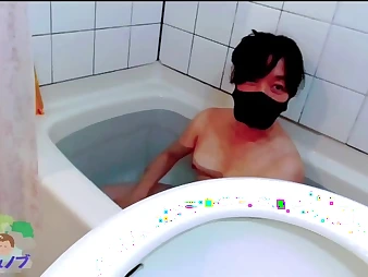 Chidori-and-nobu's diminutive udders get live-streamed in super-fucking-hot Asian tub act
