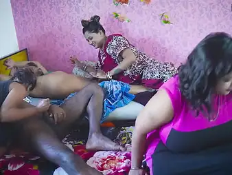 Hot Indian curvy babes climb down added to dirty in a wild conjugal sex party