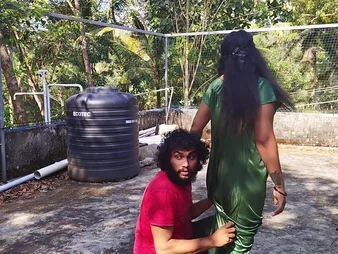 Mallu lovers Vaishnavy not far from an increment of Sharun Raj get cast off apropos hot alfresco doggy-style action not far from hot not far from an increment of dampness nipple action