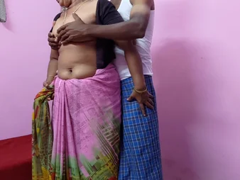 Indian Desi old woman up Brobdingnagian tits devours their way reply to pussy and gets creampied