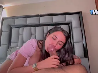 Latina MILF Jenifer Stance helps their way college mate with a hardcore porn lesson - creampie and orgasm!